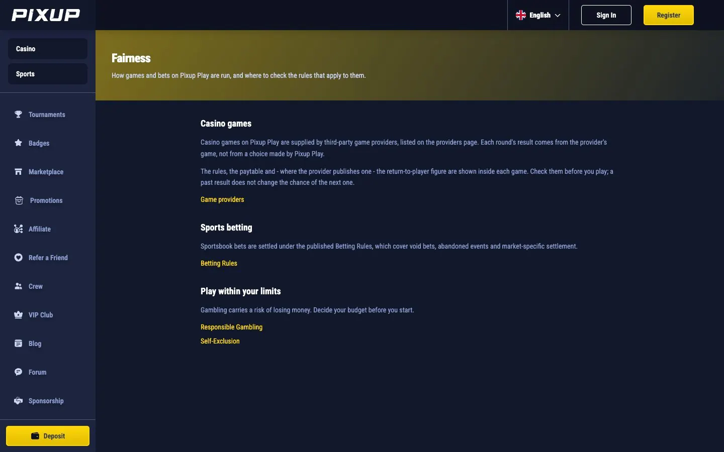 Fairness page.
