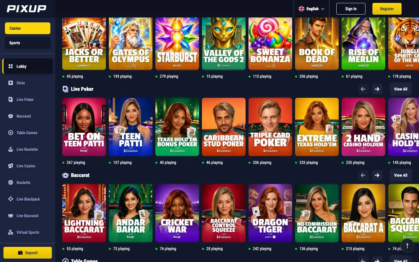 New artwork across slots, live casino and table games.