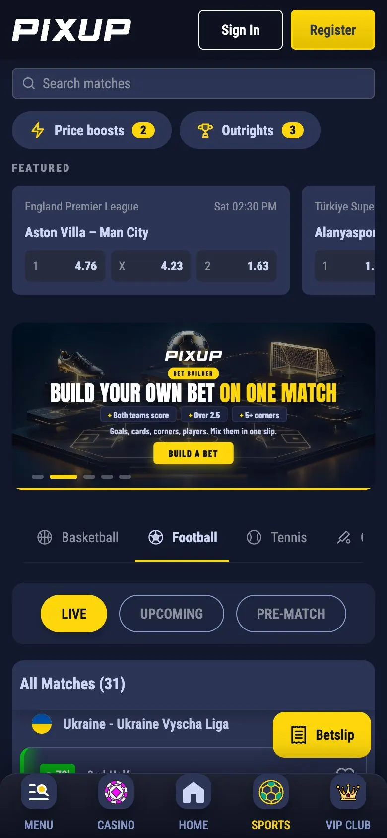 Pixup Sports on a phone.